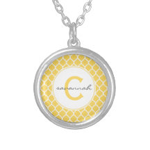 Yellow Quatrefoil Monogram Necklaces