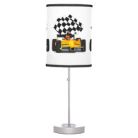 Yellow  Race Car with Checkered Flag Table Lamp