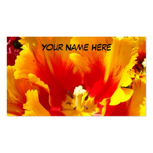 Yellow Red Business Cards Tulip Flower Unique (front side)