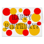 Yellow & Red Dots - Happy Birthday! Greeting Cards