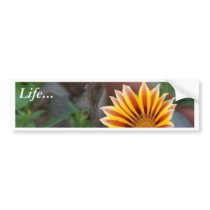 Yellow Red Flower With Green Leaf bumper stickers by lifesphere Yellow Red Flower With Green Leaf bumper stickers