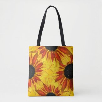 Yellow Red Gold Sunflower Garden Flowers Tote Bag