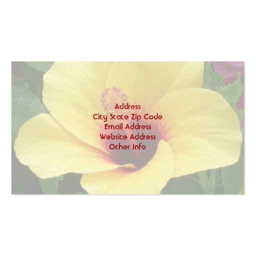 Yellow & Red Hibiscus Business Cards (back side)