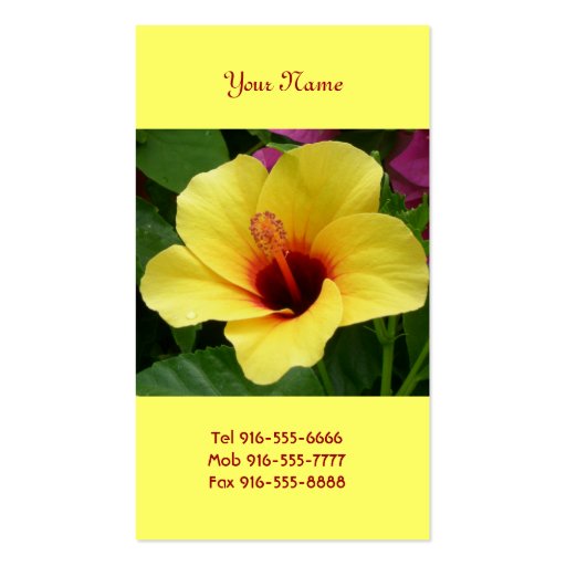 Yellow & Red Hibiscus Business Cards (front side)