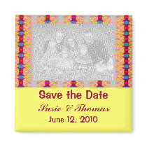 yellow red ribbons save the date magnets