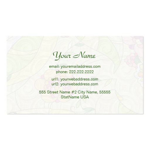 Yellow Retro Abstract Floral Collage Business Card (back side)
