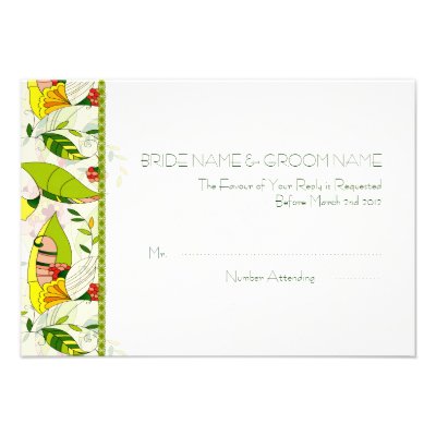 Yellow Retro Abstract Floral Collage-RSVP Announcements