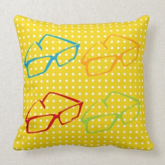 Yellow Retro Eyeglasses Square Throw Pillow