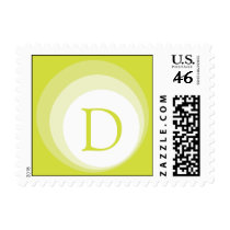 yellow retro monogram postage postage