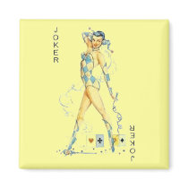 Yellow Retro Sexy Joker #3 magnets