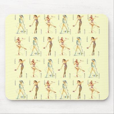 Yellow Retro Sexy Jokers Mouse Mats by JuJuGarden