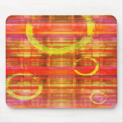  Color on Yellow Rings  Pink Art Color Painting Mousepad By Abstractionsarts