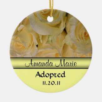 Yellow Rose Adoption Announcement Ornament