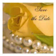 Yellow Rose and Pearls Save the Date Personalized Invite