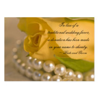 Yellow Rose and Pearls Wedding Charity Favor Card Business Cards