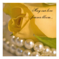 Yellow Rose and Pearls Wedding Invitation