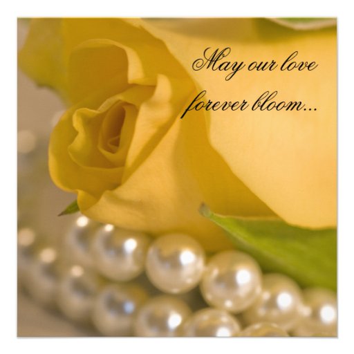 Yellow Rose and Pearls Wedding Invitation