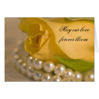 Yellow Rose and Pearls Wedding Invitation Greeting Card