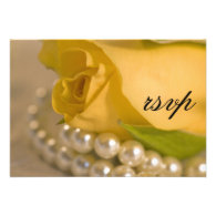Yellow Rose and Pearls Wedding RSVP Response Card Custom Invitations