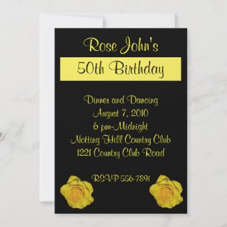Yellow Rose Birthday Invitation invitation