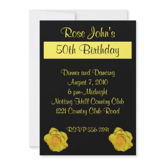 Yellow Rose Birthday Invitation invitation