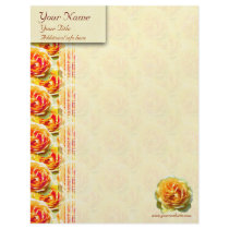 Yellow Rose Bloom Custom Letterhead