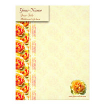 Yellow Rose Bloom Custom Letterhead