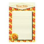 Yellow Rose Bloom Lined Stationery