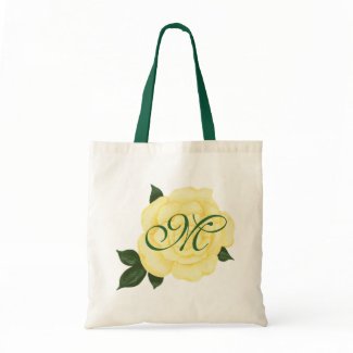Yellow Rose, Bridesmaid Monogram Tote Bags bag
