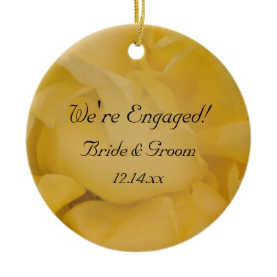 Yellow Rose Engagement Photo Ornament