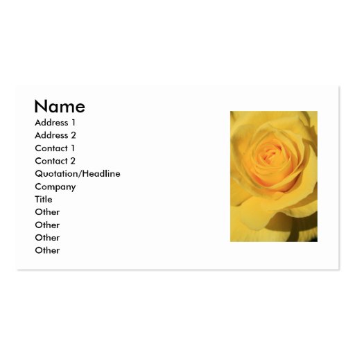 Yellow Rose Flower Business Card (front side)