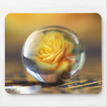 Yellow Rose In A Glass Ball Mouse Pads