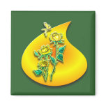 Yellow Rose on a Golden Raindrop magnets