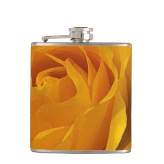 Yellow Rose Petals Hip Flask