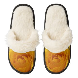 Yellow Rose Petals Pair of Fuzzy Slippers
