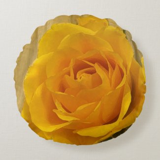 Yellow Rose Petals Round Throw Pillow