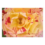 Yellow Rose Pink Flower Custom Card Invitations