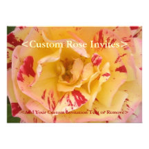 Yellow Rose Pink Flower Custom Card Invitations