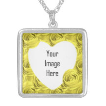 Yellow Rose Wallpaper Pattern - Photo Template Personalized Necklace