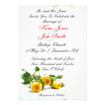Yellow rose wedding invitations