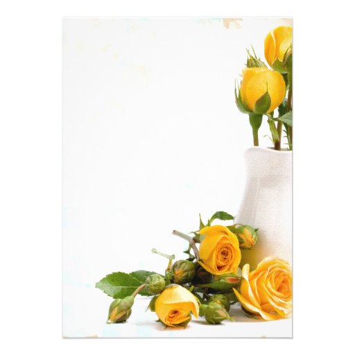 Yellow rose wedding invitations