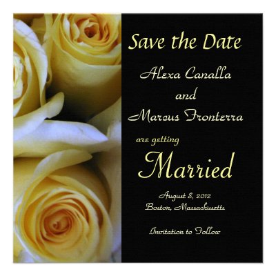 Yellow Rose Wedding Save the Date Announcement Car