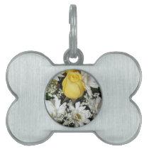 Yellow Rose white daisies Pet Tag