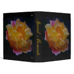 Yellow rose with pink and meaning binders
