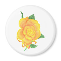 Yellow rose with ribbon, magnet by Cherylsart Yellow rose with ribbon, magnet