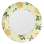 Yellow roses Floral pattern on cream & white plate plates