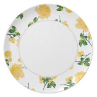 Floral plates: Yellow roses Floral pattern on white plate