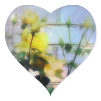 Yellow Roses Heart Sticker
