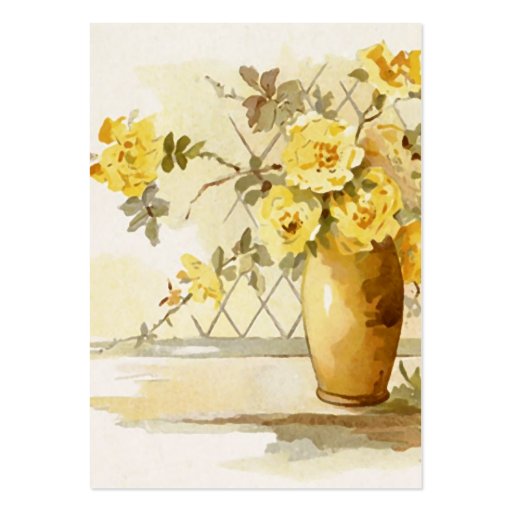 Yellow Roses in a Pottery Vase Business Card