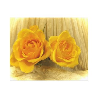 Yellow Roses on Lace Gallery Wrapped Canvas